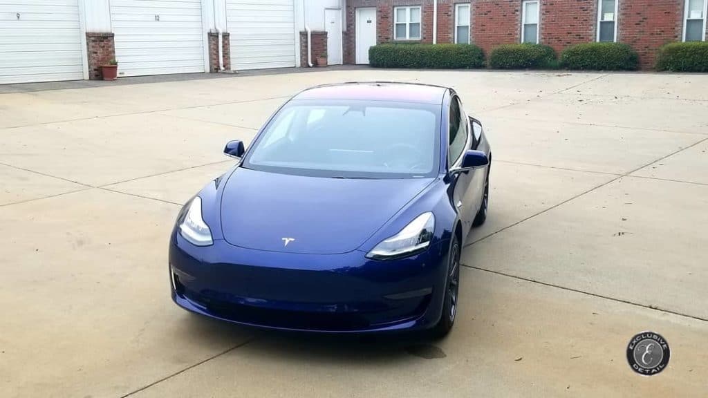 blue Tesla Model 3 at Exclusive Detail