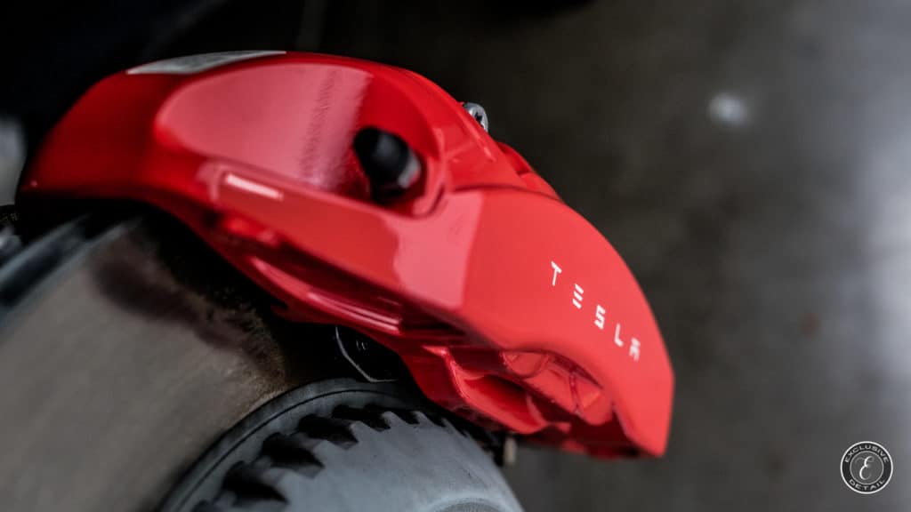 Tesla caliper painted red