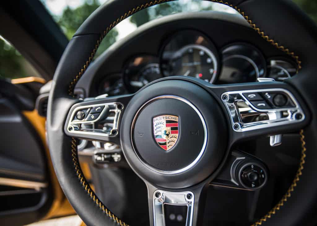 Steering wheel of a Porsche 911 Turbo